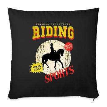 Riding Horse Rider Jumping Sport Vintage Retro - Sofa pillowcase 17,3'' x 17,3'' (45 x 45 cm) - black - Front
