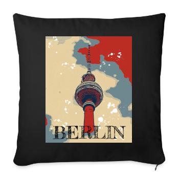 Fernsehturm Berlin The Place to be - Sofa pillowcase 17,3'' x 17,3'' (45 x 45 cm) - black - Front