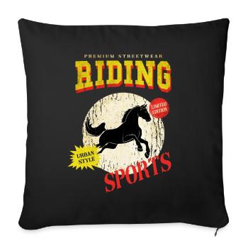 Riding Horse Rider Jumping Sport Vintage Retro - Sofa pillowcase 17,3'' x 17,3'' (45 x 45 cm) - black - Front