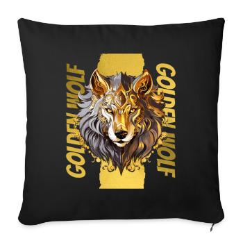 Wolf Wolf’s Head Gold Nature Wilderness Adventure Art - Housse de coussin décorative 45 x 45 cm - noir - Devant