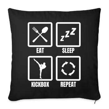 Eat Sleep Kickbox Repeat - Sofa pillowcase 17,3'' x 17,3'' (45 x 45 cm) - black - Front