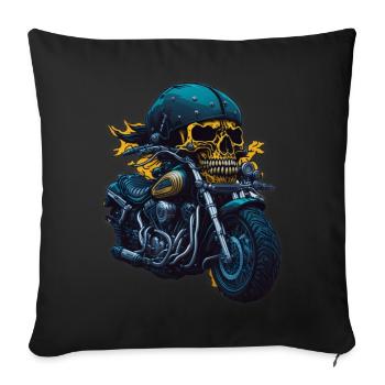Crâne de motard - Housse de coussin décorative 45 x 45 cm - noir - Devant