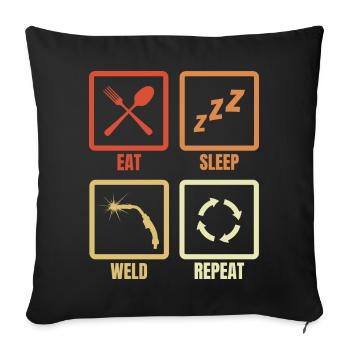 Manger Sommeil Soudure Répéter - Housse de coussin décorative 45 x 45 cm - noir - Devant