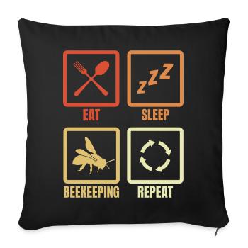 Eat Sleep Beekeeping Repeat - Sofakissenbezug 45 x 45 cm - Schwarz - Vorne
