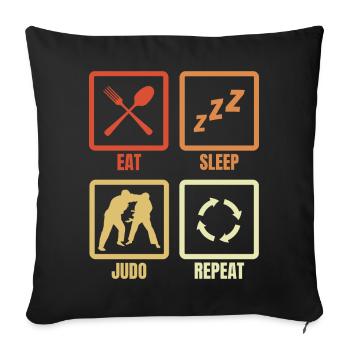 Manger Dormir Judo Répéter - Housse de coussin décorative 45 x 45 cm - noir - Devant