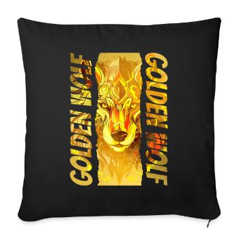 Wolf Wolf Head Gold Mystical Nature Wilderness Art - Housse de coussin décorative 45 x 45 cm - noir - Devant