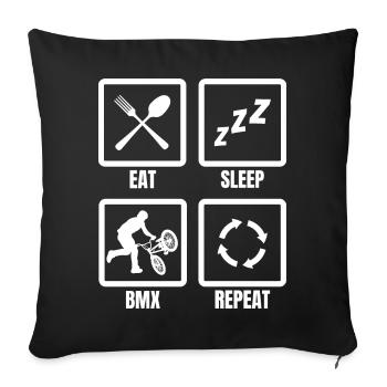 Manger Sommeil BMX Répéter - Housse de coussin décorative 45 x 45 cm - noir - Devant