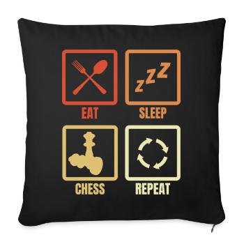 Eat Sleep Chess Repeat - Sofa pillowcase 17,3'' x 17,3'' (45 x 45 cm) - black - Front