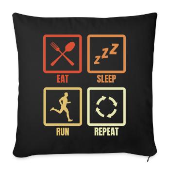 Eat Sleep Run Repeat - Sofakissenbezug 45 x 45 cm - Schwarz - Vorne