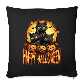 Halloween Chats Costume Citrouille Noire Spooky - Housse de coussin décorative 45 x 45 cm - noir - Devant