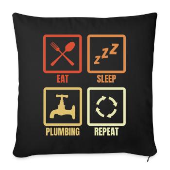 Manger, dormir, plomber, répéter - Housse de coussin décorative 45 x 45 cm - noir - Devant
