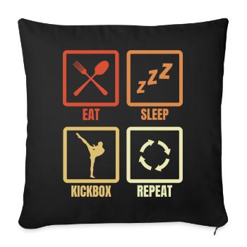 Eating Sleeping Kickboxing Repeat - Sofa pillowcase 17,3'' x 17,3'' (45 x 45 cm) - black - Front