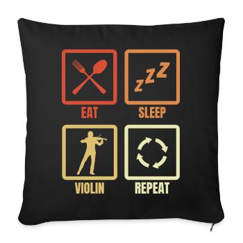 Eat Sleep Violin Repeat - Sofa pillowcase 17,3'' x 17,3'' (45 x 45 cm) - black - Front