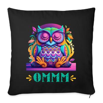 Hibou de la paix intérieure, le T-shirt méditatif - Housse de coussin décorative 45 x 45 cm - noir - Devant