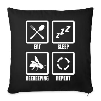 Manger Sommeil Apiculture Répéter - Housse de coussin décorative 45 x 45 cm - noir - Devant