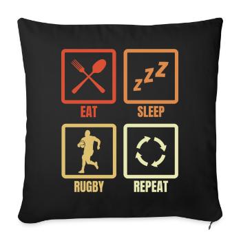Eat Sleep Rugby Répéter - Housse de coussin décorative 45 x 45 cm - noir - Devant