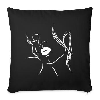 Feminine silhouette with sensual lips - Sofa pillowcase 17,3'' x 17,3'' (45 x 45 cm) - black - Front