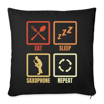 Eat Sleep Saxophone Repeat - Sofa pillowcase 17,3'' x 17,3'' (45 x 45 cm) - black - Front
