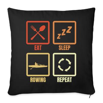 Manger Dormir Aviron Répéter - Housse de coussin décorative 45 x 45 cm - noir - Devant
