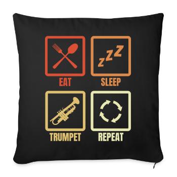 Manger Sommeil Trompette Répéter - Housse de coussin décorative 45 x 45 cm - noir - Devant