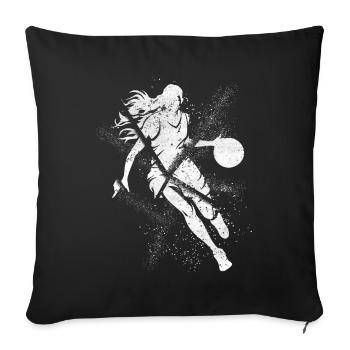 Basket-ball Femme Basketteur Joueur de basket-ball - Housse de coussin décorative 45 x 45 cm - noir - Devant