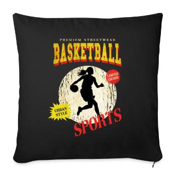 Basket-ball Femme Basketteur Joueur de basket-ball - Housse de coussin décorative 45 x 45 cm - noir - Devant