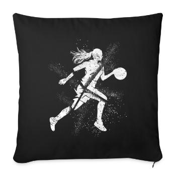 Basket-ball Femme Basketteur Joueur de basket-ball - Housse de coussin décorative 45 x 45 cm - noir - Devant
