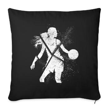 Basket-ball Femme Basketteur Joueur de basket-ball - Housse de coussin décorative 45 x 45 cm - noir - Devant