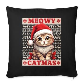 Cat Christmas Merry Meowy Catmas Ugly Cute - Sofa pillowcase 17,3'' x 17,3'' (45 x 45 cm) - black - Front