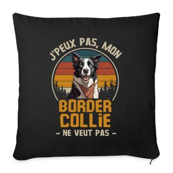 Humour border collie Retro - Housse de coussin décorative 45 x 45 cm - noir - Devant
