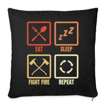 Manger, dormir, combattre le feu - Housse de coussin décorative 45 x 45 cm - noir - Devant