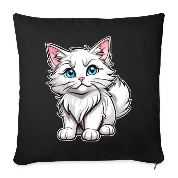 Cute Maine Coon cat with blue eyes - Sofa pillowcase 17,3'' x 17,3'' (45 x 45 cm) - black - Front