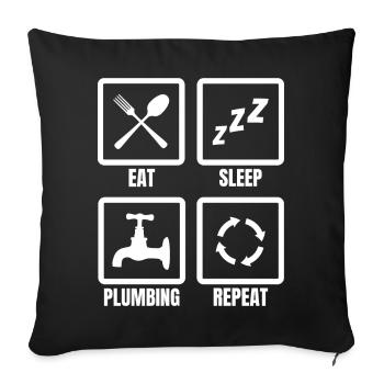 Manger dormir plomberie répéter - Housse de coussin décorative 45 x 45 cm - noir - Devant