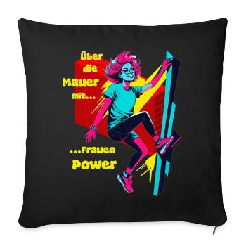 Over the Wall with Women's Power - Sofa pillowcase 17,3'' x 17,3'' (45 x 45 cm) - black - Front