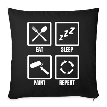 Manger dormir Peinture Répéter - Housse de coussin décorative 45 x 45 cm - noir - Devant