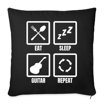 Eating Sleeping Guitar Repeat - Sofa pillowcase 17,3'' x 17,3'' (45 x 45 cm) - black - Front