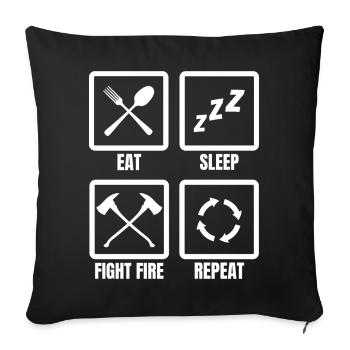 Eat Sleep Fight Fire Repeat - Sofakissenbezug 45 x 45 cm - Schwarz - Vorne