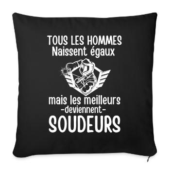 Humour soudeur chaudronnier 1 - Housse de coussin décorative 45 x 45 cm - noir - Devant
