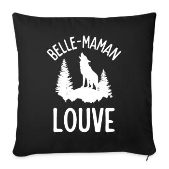 Louve hurlante en forêt - Housse de coussin décorative 45 x 45 cm - noir - Devant
