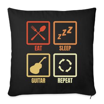 Eat Sleep Guitar Repeat - Sofa pillowcase 17,3'' x 17,3'' (45 x 45 cm) - black - Front