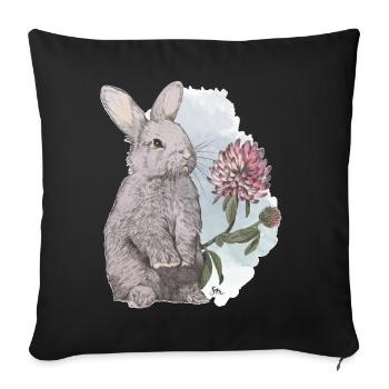 Veganuary 2024 Lapin - Housse de coussin décorative 45 x 45 cm - noir - Devant