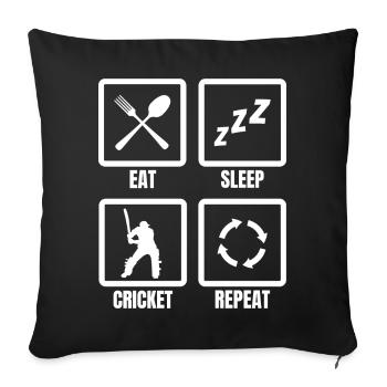 Eat Sleep Cricket Repeat - Sofa pillowcase 17,3'' x 17,3'' (45 x 45 cm) - black - Front