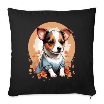 Cute Little Jack Russell Puppy - Sofa pillowcase 17,3'' x 17,3'' (45 x 45 cm) - black - Front