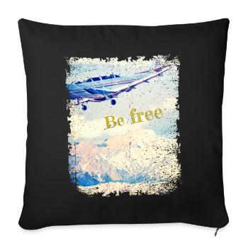 Be free - Old Airplane - Vintage Look - Sofa pillowcase 17,3'' x 17,3'' (45 x 45 cm) - black - Front