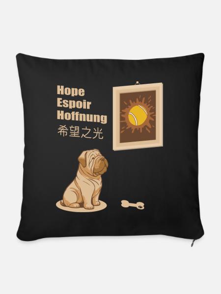Hund und Tennisball Bild - Sofakissenbezug 45 x 45 cm - Schwarz