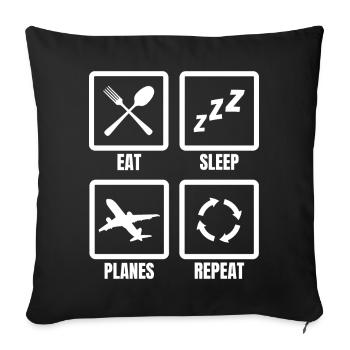 Manger des plans de sommeil Répéter - Housse de coussin décorative 45 x 45 cm - noir - Devant