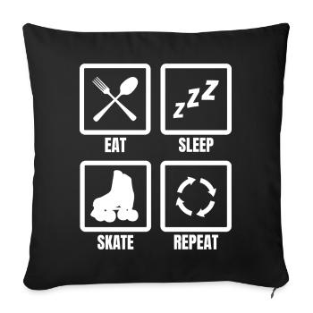 Eat Sleep Skate Repeat - Sofakissenbezug 45 x 45 cm - Schwarz - Vorne