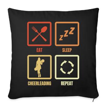 Manger, dormir, faire du cheerleading, répéter - Housse de coussin décorative 45 x 45 cm - noir - Devant