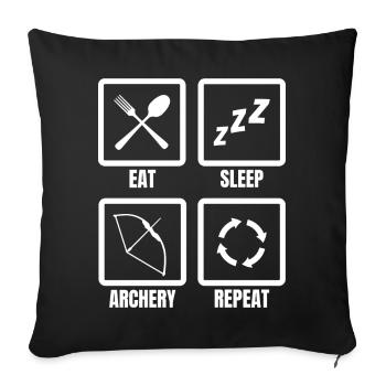Eat Sleep Archery Repeat - Sofa pillowcase 17,3'' x 17,3'' (45 x 45 cm) - black - Front