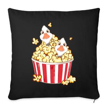 Two ducks playing in the popcorn - Sofa pillowcase 17,3'' x 17,3'' (45 x 45 cm) - black - Front
